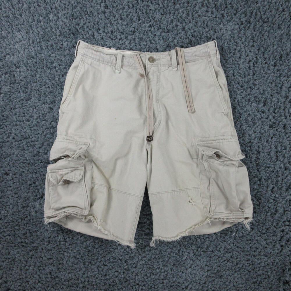 Abercrombie & Fitch Shorts Mens 32 Beige Thrashed Distressed Cargo 33x10*